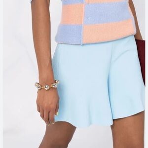 STELLA MCCARTNEY Tiffany Blue Flared High Rise Shorts Size 44/ US 10